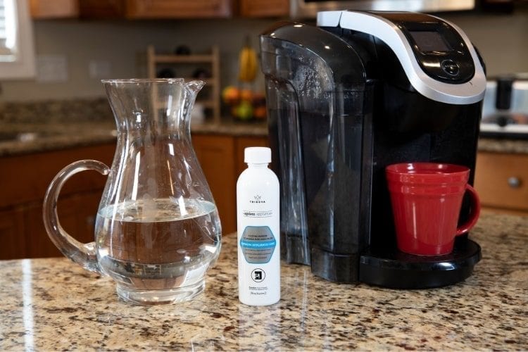 Keurig on counter with TriNova Coffee Maker Cleaner